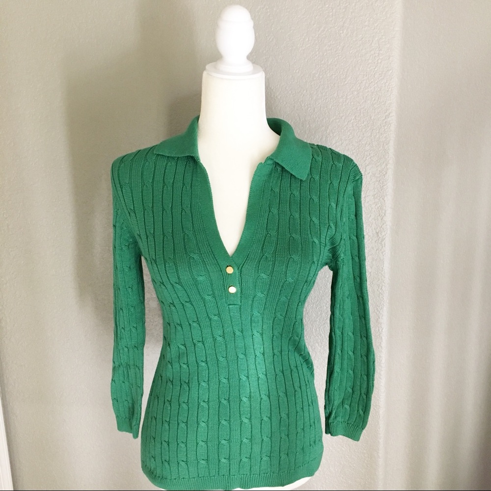 NWT Tommy Hilfiger cable knit sweater 3/4 sleeves